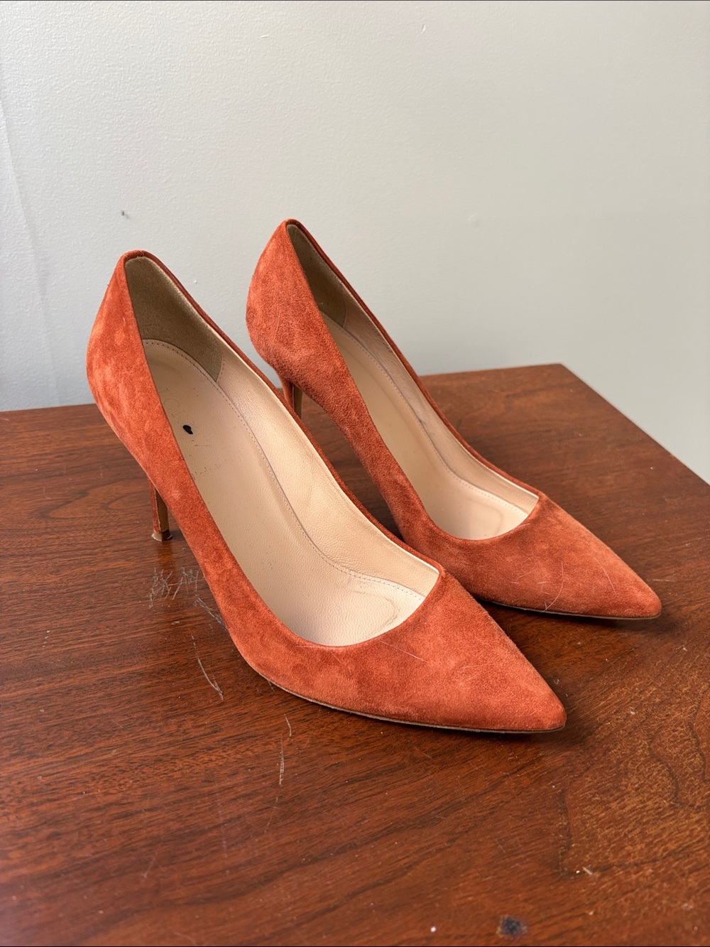 J. Crew Women's Suede Pointed-Toe Pumps in Rust Red/Orange - Size 8.5